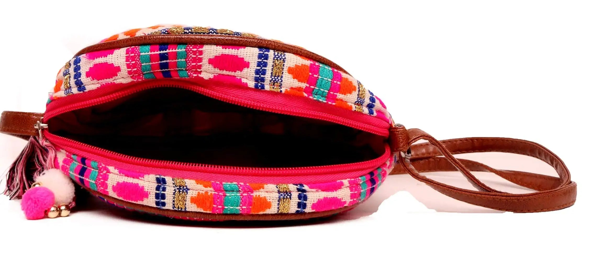 Astrid Handmade Macrame Flap Over Sling Bag For Girls And Women Colour Showy Purple Zigzag