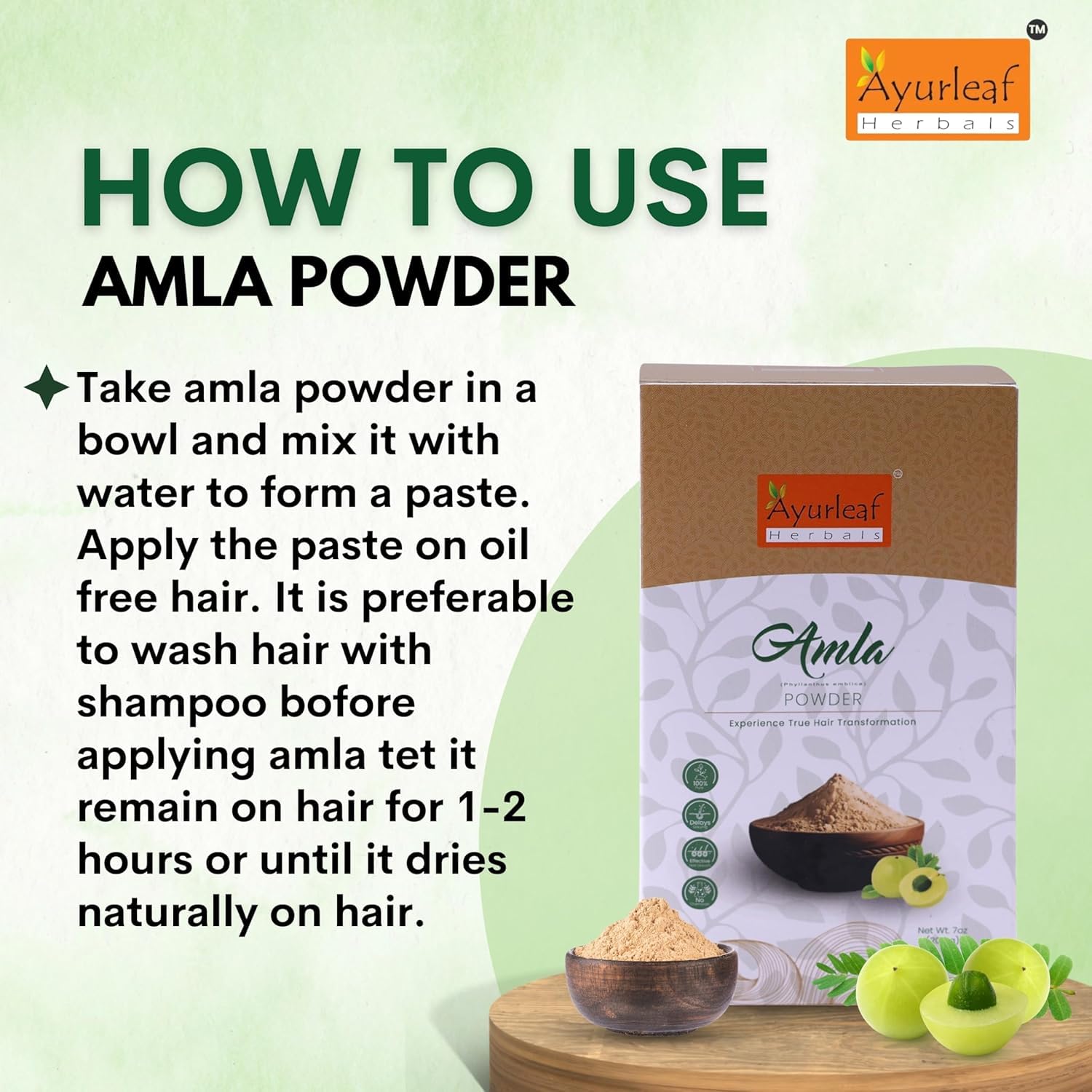Ayurleaf Herbals Amla Powder for Hair Growth, Skin - 200 Gms