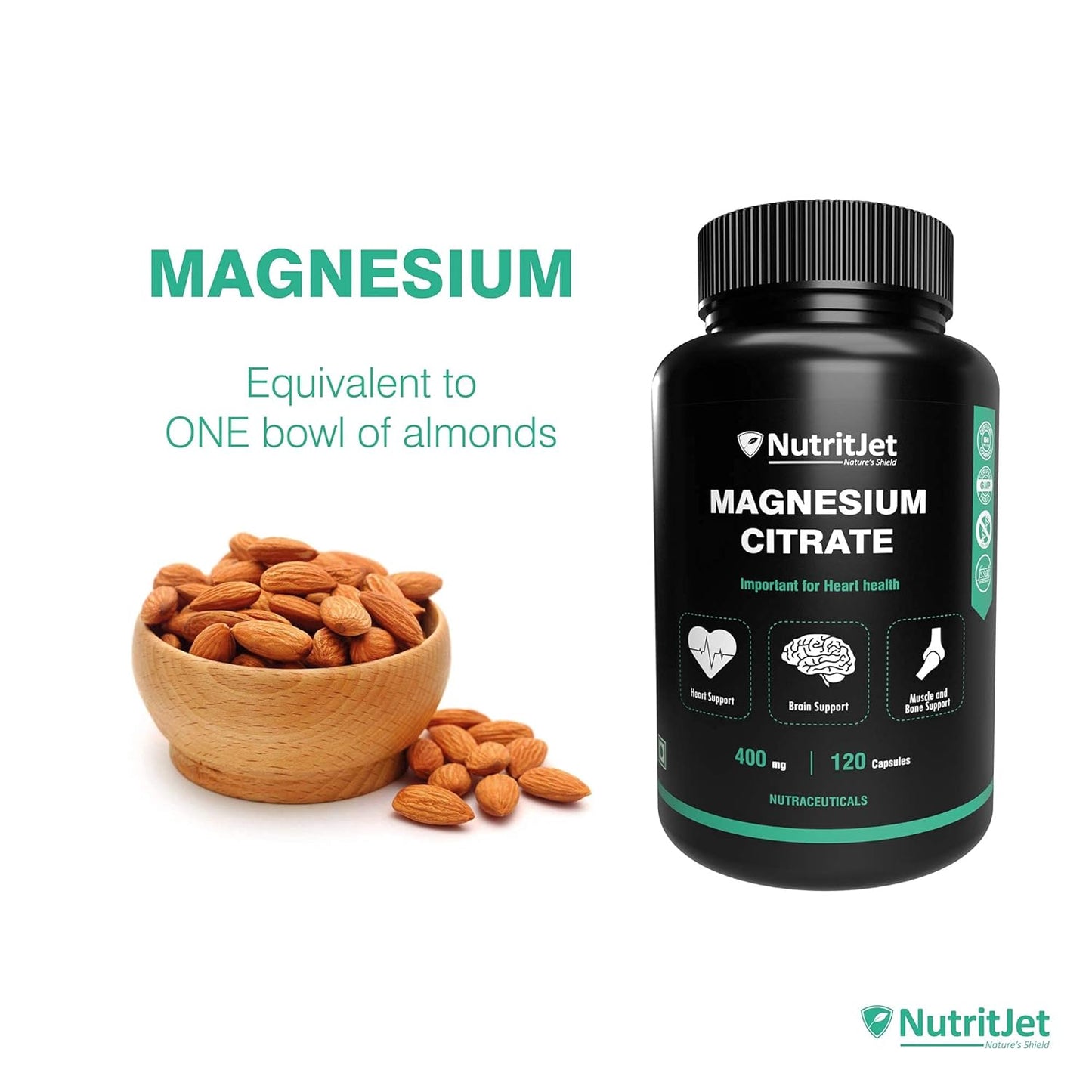 NutritJet Magnesium Citrate 400mg Capsules - 120 Caps