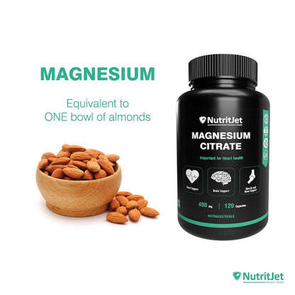 NutritJet Magnesium Citrate 400mg Capsules - 120 Caps