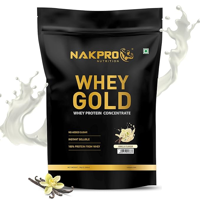 Nakpro Gold Whey Protein Concentrate Vanilla Flavour - 1000 gms