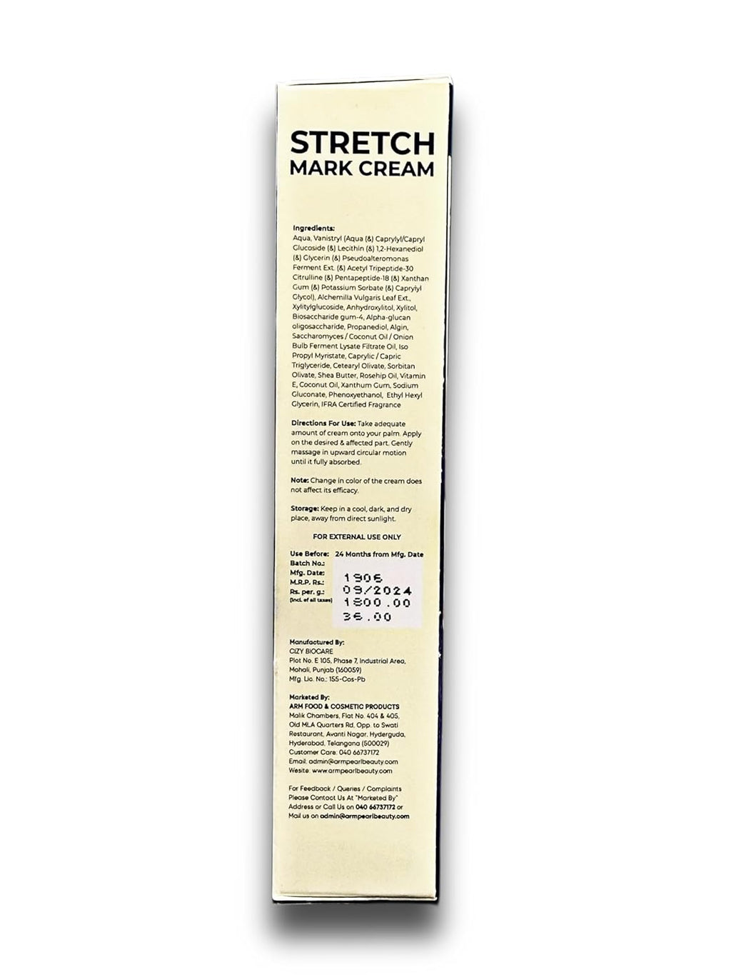 ARM Pearl Beauty Stretch Marks Removal Cream - 50 grms Reduces Stretch Marks & Scars, Hydrates & Enhances Skin Elasticity with Vanistryl, Phyto Bioactives & Glycolift â€“ For Pregnancy, Postpartum, Weight Loss & Muscle Growth