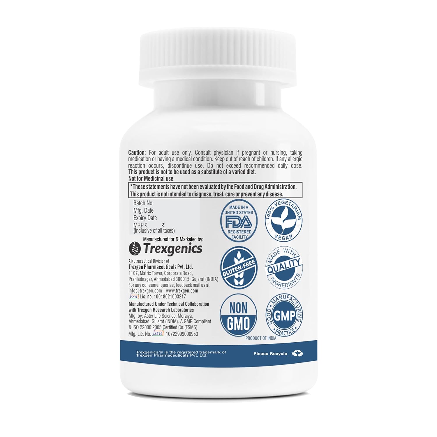 TrexgenicsÂ® L-ORNITHINE Stable form as L-Aspartate 500mg Urea Detox, Protein Metabolism, Liver Support (60 Vcaps) (1)