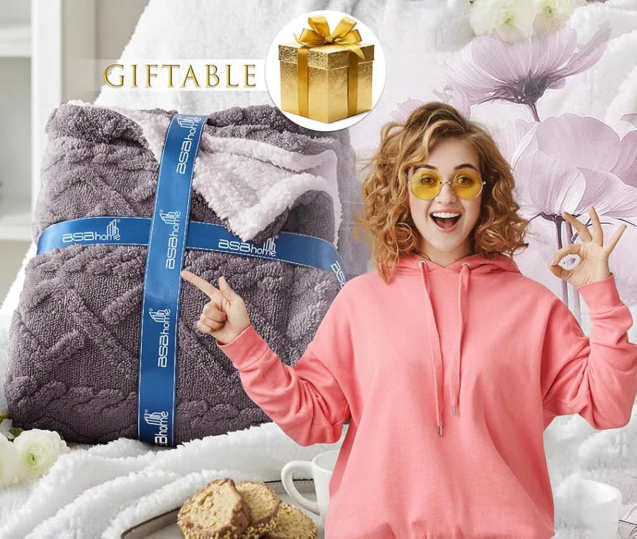 Homekart Flannel with Sherpa Luxurious Super Soft Fluffy Cozy Single Bed Blanket for Winter 500GSM Blanket Quilt Rajaai Color Levender