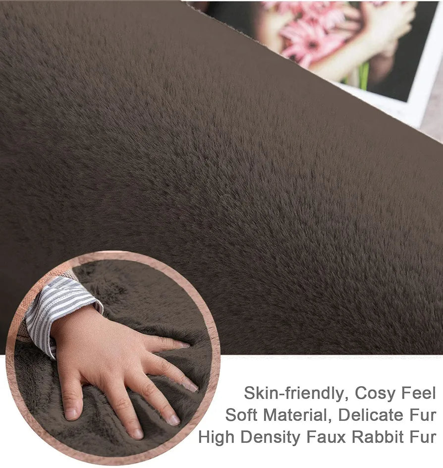Luxe Home Ruffle Bath Mat Rabbit Fur 1000 GSM Bathroom Door Foot Mats 45 X 75 Cm Colour Cocoa