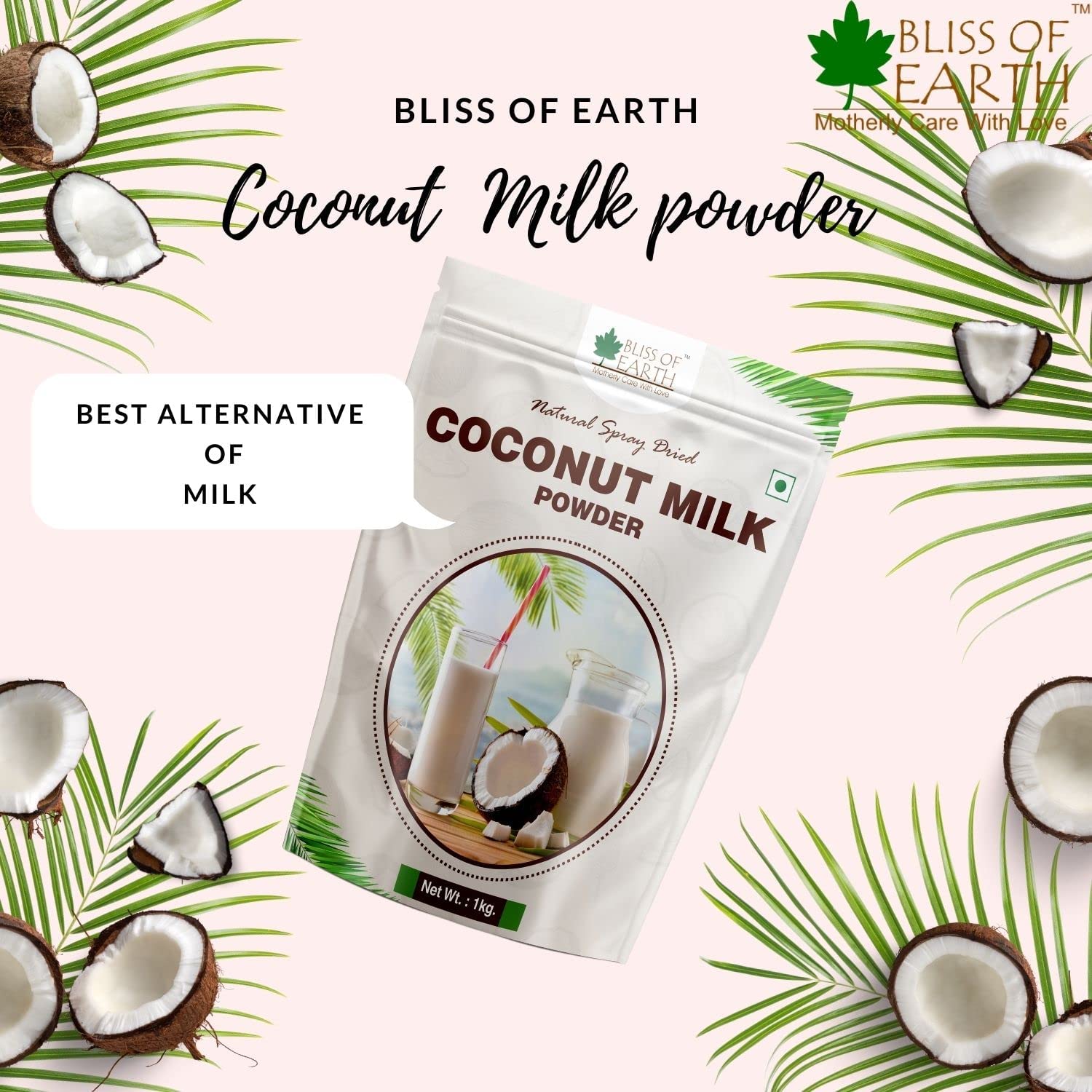 Bliss Of Earth Coconut Milk Powder 200GM Natural Spray Dried Great for Coffee, Tea and Gravy