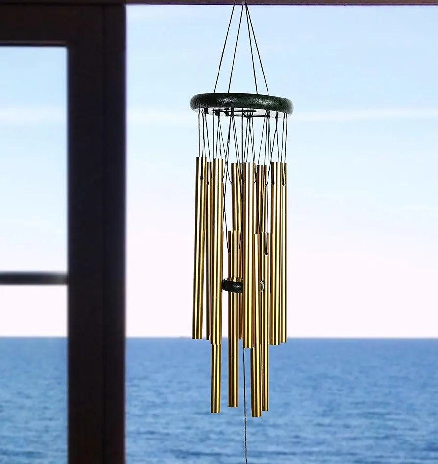Wind Chimes for Home Positive Vibes Hanging Decoration Golden 12-Pipe Wind Chime -011