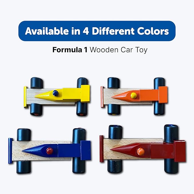 Mini Leaves Wooden Racing Car Toy Push Pull Toy Car Wooden Toy Car Combo Set of 2