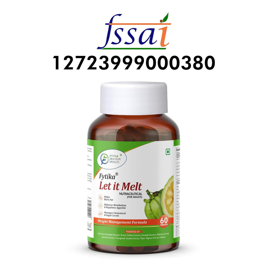 Fytika Let it Melt Weight Management - 60 Tabs | Garcinia Combogia, Green Coffee, Triphala, Kali Jeeri| Healthy Weight Support| for Men & Women Net