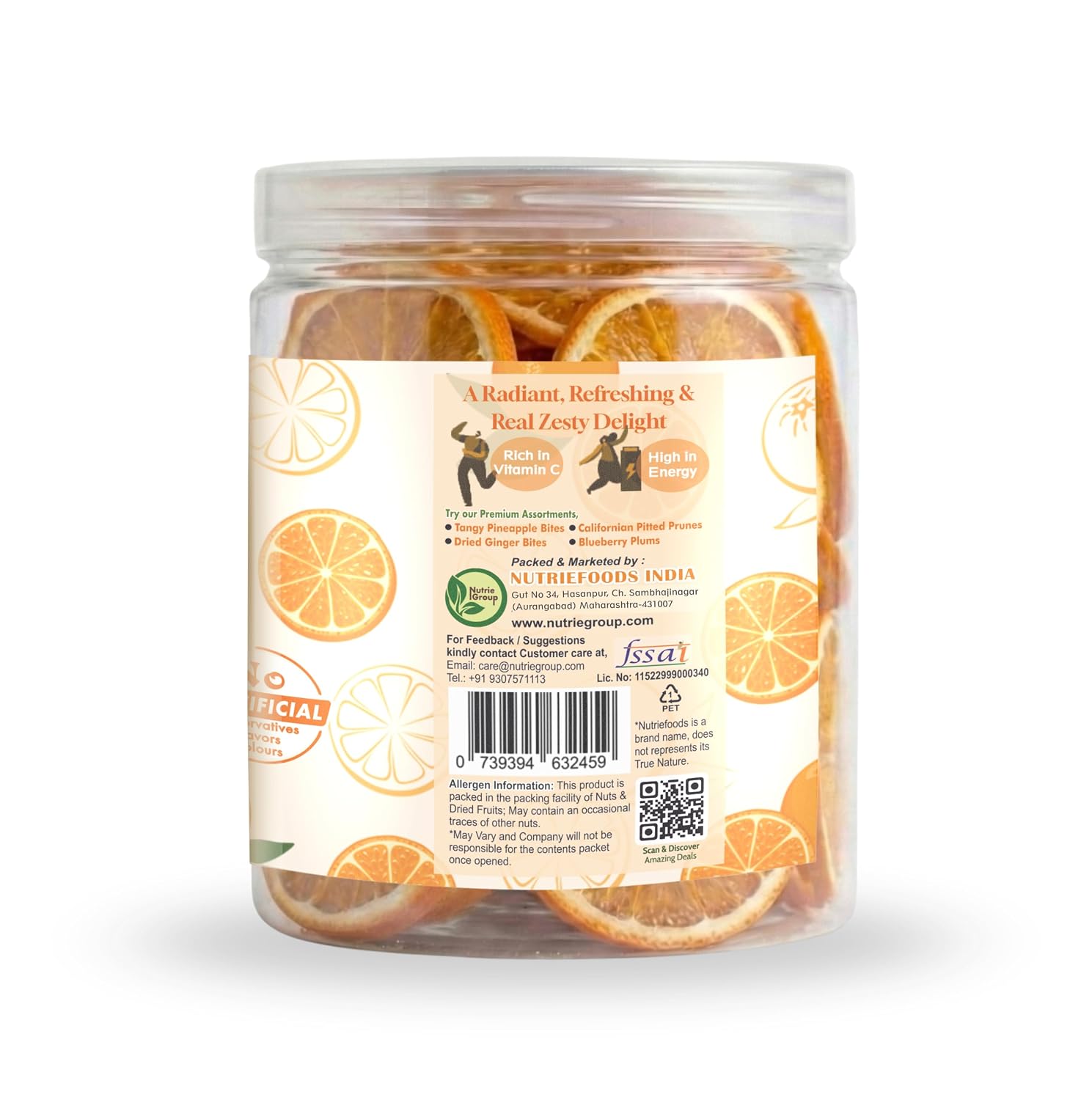 Nutriefoods Premium Dried Orange Slices, 250gm, Rich in Vitamin C, 100% Natural Orange Bites, Nutritious Fruit Candy