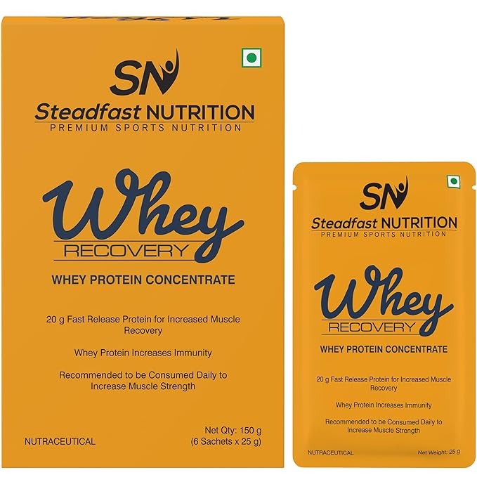 Steadfast Nutrition Whey Unflavoured Protein Concentrate - 25 gms (6 Sachets)