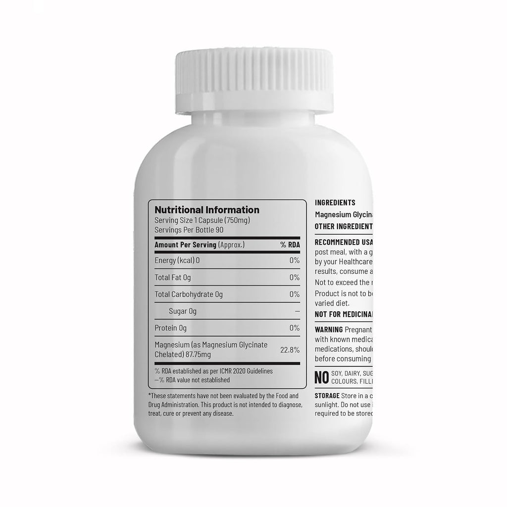 Unived Chelated Magnesium Glycinate Pure (non-buffered) | Fully Reacted Non-Buffered | High Absorption | Muscle Recovery, Sleep, Stress Support | Vegan | 90 Capsules