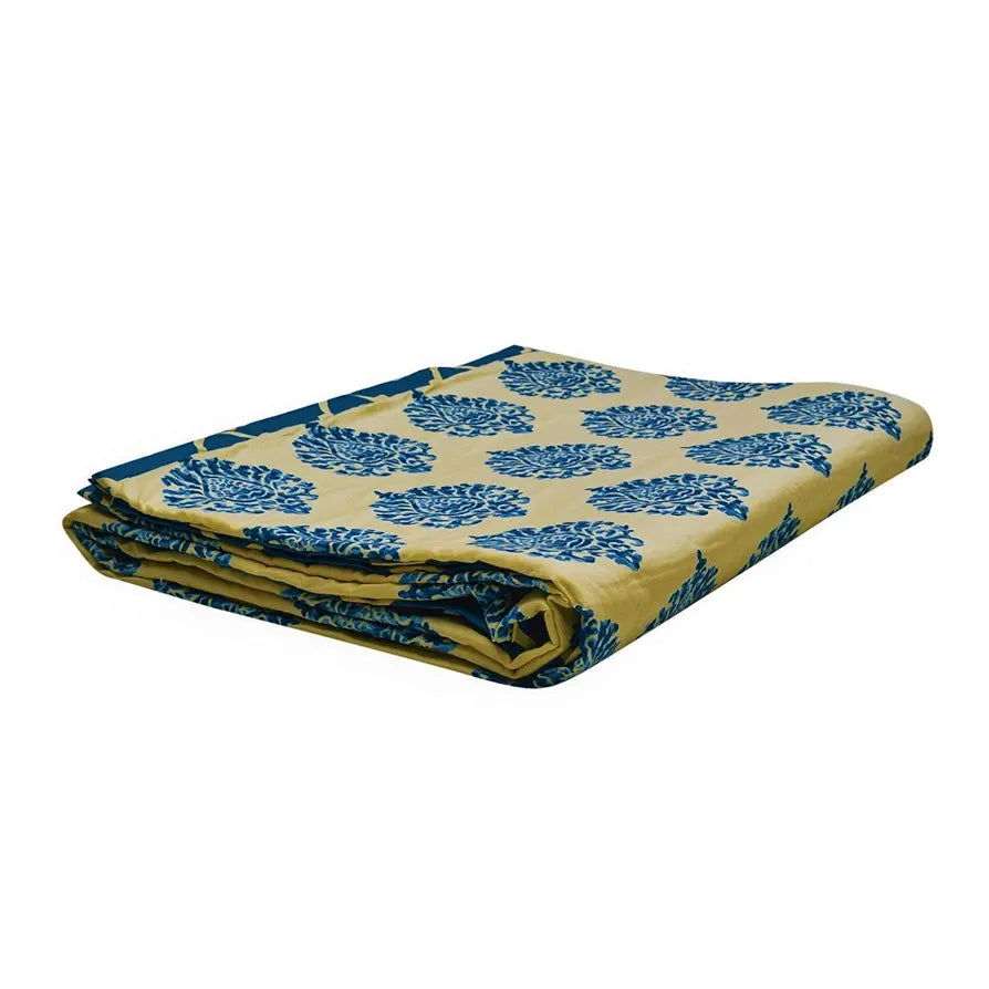 Trance Home Linen 100% Cotton Malmal Double Dohar 84"X90" Colour Damask Blue