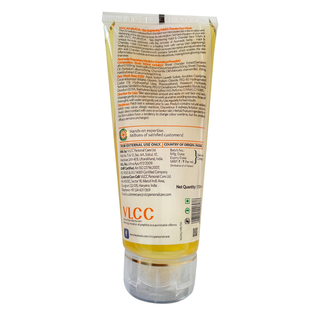 VLCC Ayurveda Skin Brightening Haldi And CHandan Facewash, 100ml