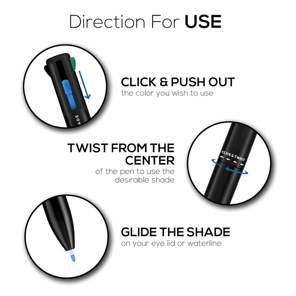 RENEE Bold 4-4-in-1 Kajal - Four Shades Black, Brown, Teal & Blue | Matte Finish | Rich Color Payoff | One-stroke Application | Travel Friendly | Easy to Use