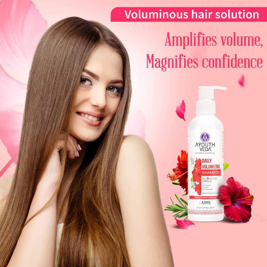 Ayouthveda Daily Volumizing Shampoo, Bio-Active Formula For Thicker Fuller & Healthier Hair Protects From Drying, Improve Hair Density & Texture | Strengthens Hair, Add ultimate volume & nourishment Effects 200ml