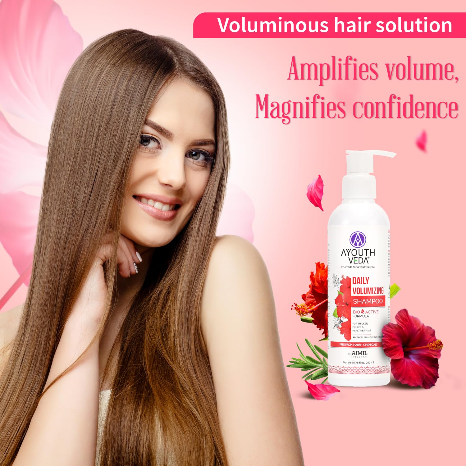 Ayouthveda Daily Volumizing Shampoo, Bio-Active Formula For Thicker Fuller & Healthier Hair Protects From Drying, Improve Hair Density & Texture | Strengthens Hair, Add ultimate volume & nourishment Effects 200ml