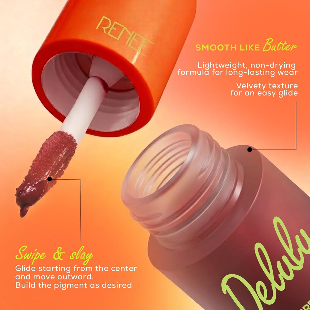 RENEE Delulu Blurring Matte Liquid Lipstick - Mauve Main Ex | Buildable Formula with Rich PayOff | Blurs Lip Lines, Glides Smoothly, Long-Lasting Up To 10 Hours | With Jojoba Oil | 4ml
