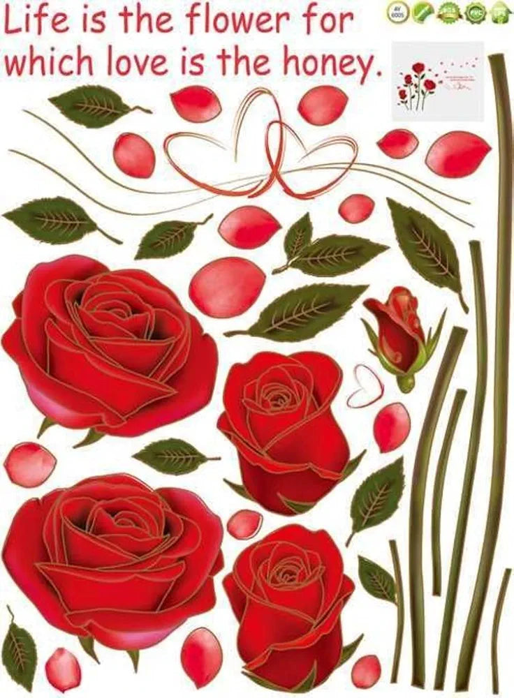 Decals Design Romantic Rose Flowers Wall Sticker