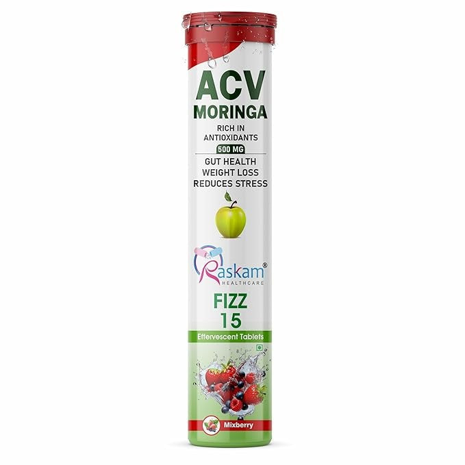 Raskam ACV Moringa Effervescent Tablets Fizz 15 Tablets in Mixberry Flavor