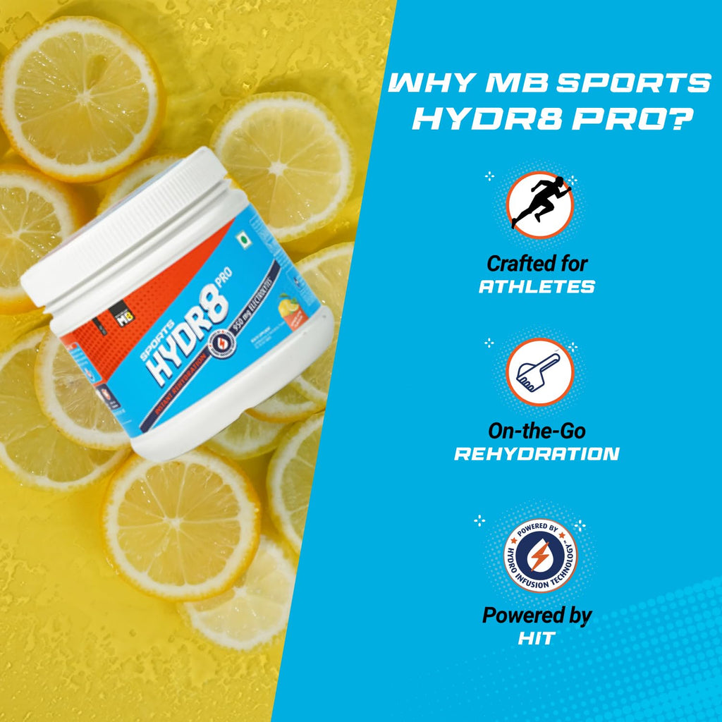 MuscleBlaze Sports Hydr8 PRO (Lemon Lime, 300g, 30 Servings) 950mg Electrolytes | For Instant Rehydration & Energy