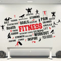 StickMe Gym Fitness Bodybuilding Sport Workout Boxing Word Cloud Quote Office Wall Sticker Large - 260 x 160 cm