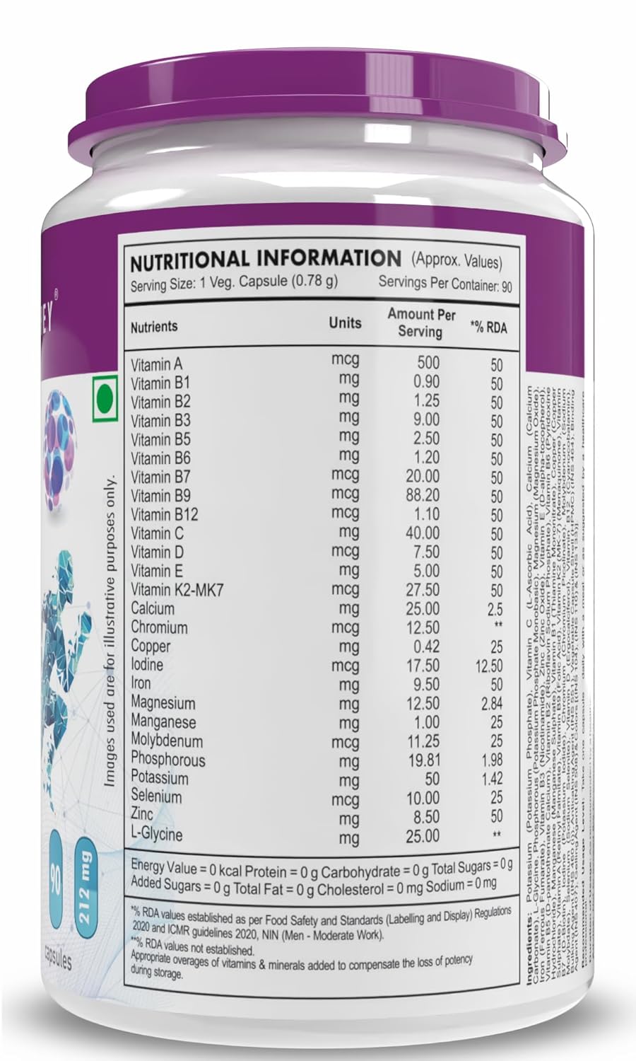 HealthyHey Nutrition MultiVitamin for Men - Multi-Vit Daily - 13 Vitamins & 12 Minerals - 90 Vegetable Capsules
