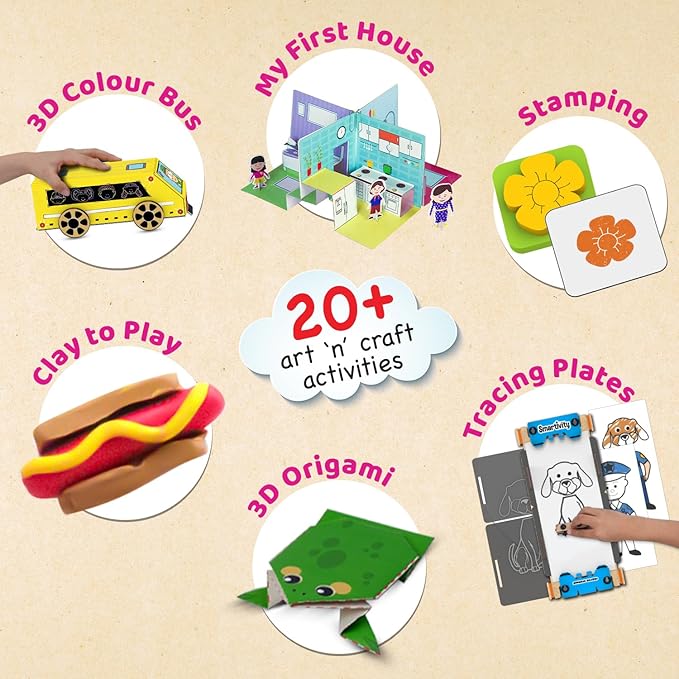 Smartivity 20In1 Art And Craft Studio Activity Kit Birthday Gift For 5,6,7,8,9 Year Old Girls&Boys Clay Stamp