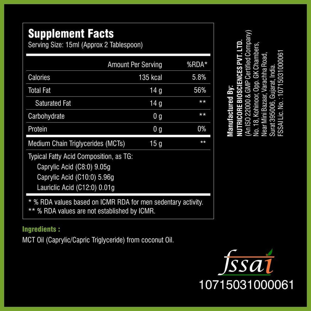 HealthOxide Natural MCT Oil (Coconut Unsweetened) - 250 ml