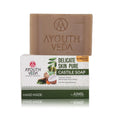 Ayouthveda Delicate Skin Pure Castile Soap | With the Goodness of Tulsi, Neem, Coconut & Olive Oil | Cleanse, Tones & Rejuvenates Skin | Handmade Soap Without Harsh Chemical (Pack Of 1-100Gm)