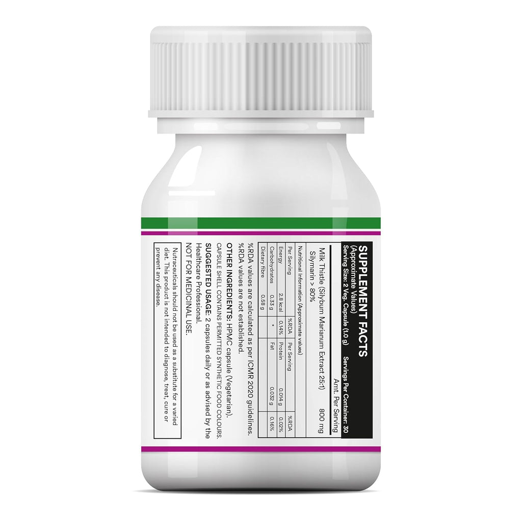 INLIFE Milk Thistle Extract 800mg > 80% Silymarin | Helps in Liver Support, 60 Vegetarian Capsules (Pack of 1, 60)