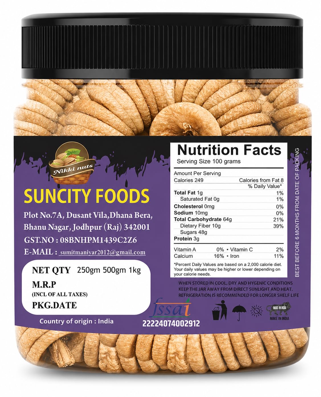 NIKKI NUTSS Premium Afghani anjeers Dry Fruit 200 Gram | Natural Figs & Dried Fig Rich in Vitamins, Fiber, Calcium & Iron Ideal for Healthy Snacking Dieting & Breakfast Non-GMO, Low Fat 200 Gram