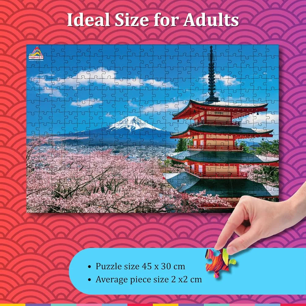 Playhills Mount Fuji Japan, Nature Landscape Wooden Durable Jigsaw Puzzle  for Children, Adults Above 8+ Years