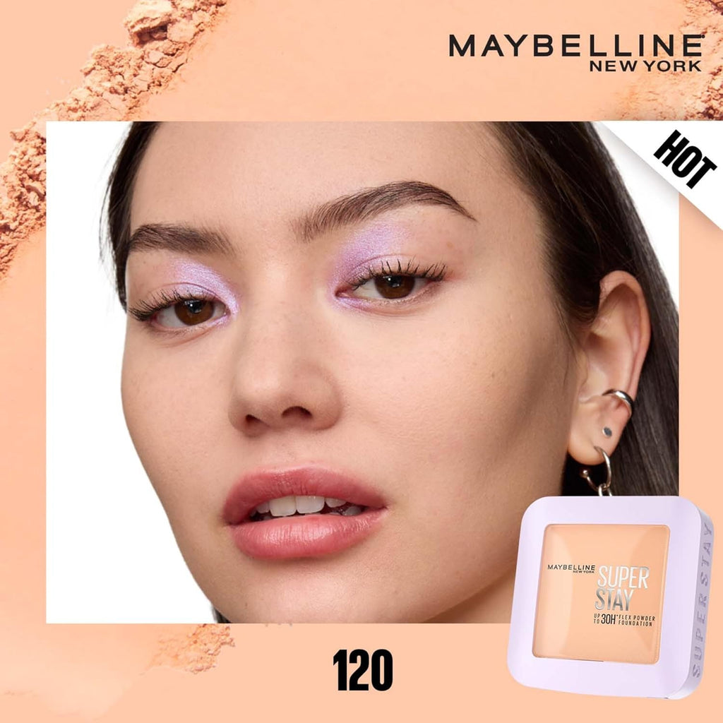 Maybelline New York Super Stay Flex Powder Foundation, 120 | 30H Wear, Oil-Control, Transfer Proof