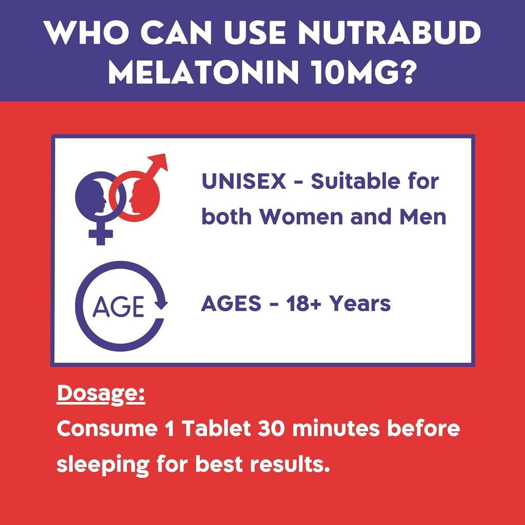 nutrabud Melatonin 10 Mg - 120 Veg Tablets - For Sleep Support,Nerve Relaxation,And Stress Relief - Non-Habit Forming For Men & Women (120 Count (Pack Of 1),Unflavoured),120 Capsule