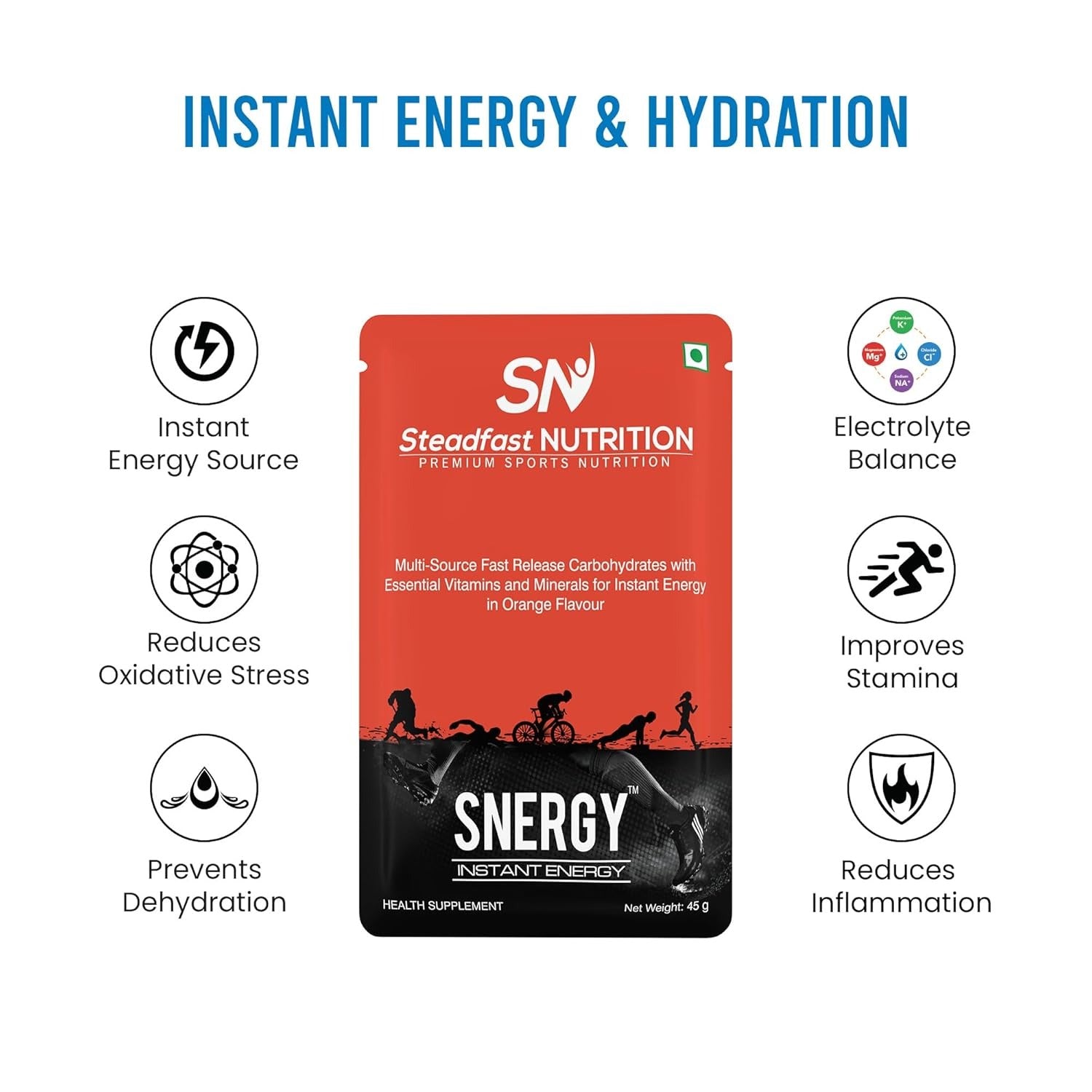 Steadfast Nutrition Snergy Energy Drink - 45 gms Each (6 Sachets)