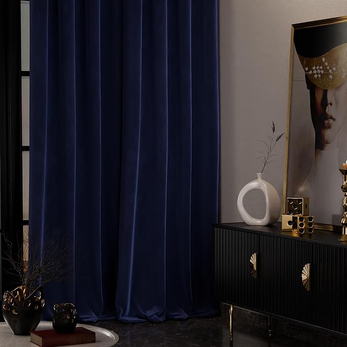 Stoa Paris Curtain for Home Single pc PatternedVelvet Curtain for Door Colour Blue Enigma