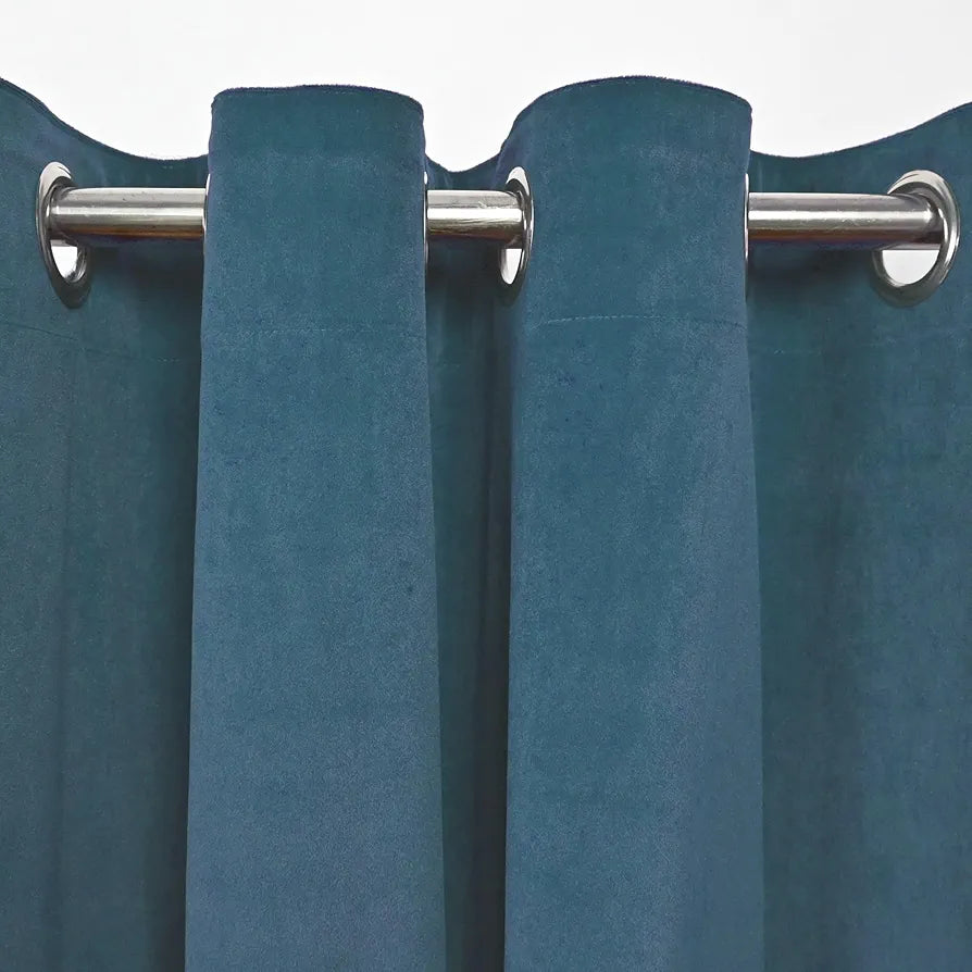 Divine Casa 7 Feet Premium Velvet Blackout Door Curtain Luxurious Thermal Insulated Room Darkening & Noise Reducing Single Opaque Panel Colour Turquoise (Pack of 1)