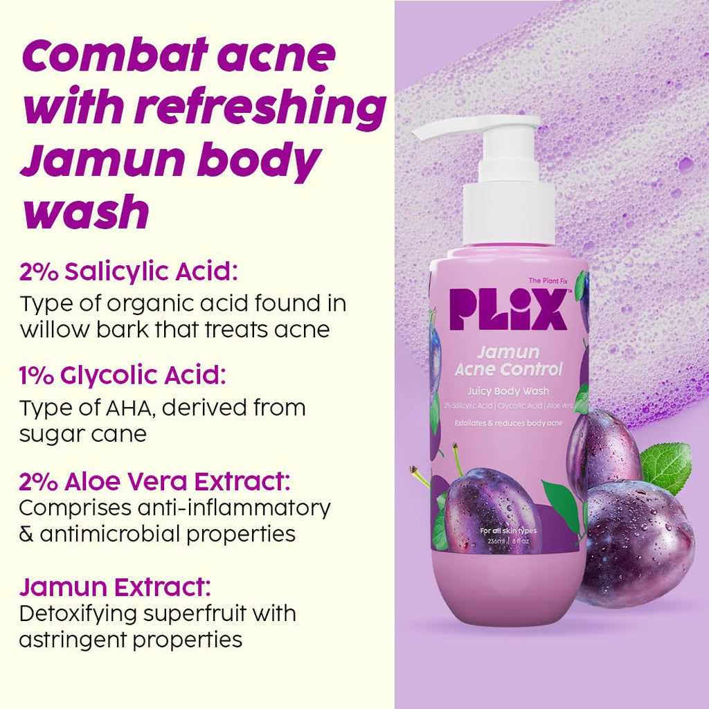 PLIX  Jamun Cleanser-100ml, Body Wash-236ml and Serum-30ml Combo
