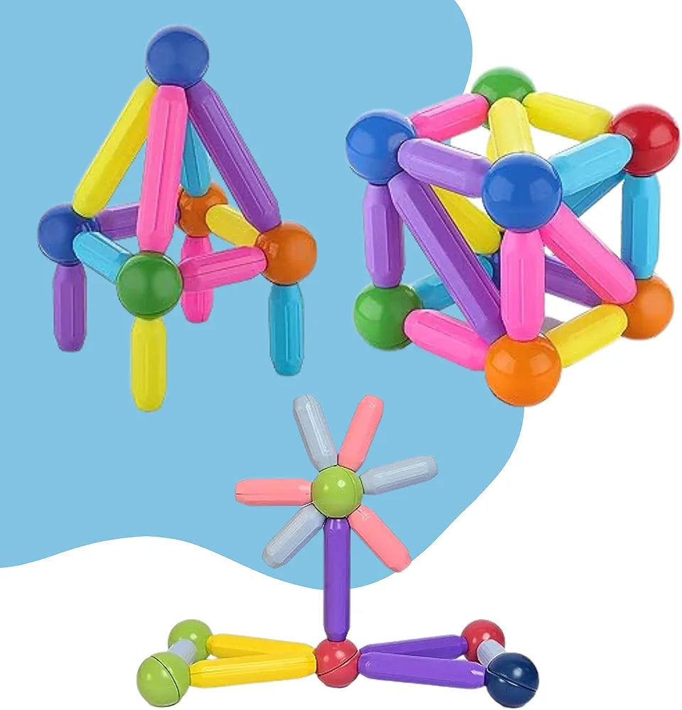 Lefan Magnetic Sticks 32 pcs Building Blocks for Kids Big Magnetic Toys for Kids Girls Boys Toddlers Age 3 4 5 6 7 8 9 Years- Educational Stem