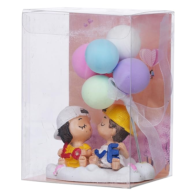 Ecraftindia Cute Couple Statue With Balloons Decorative Showpiece | Valentine Gift