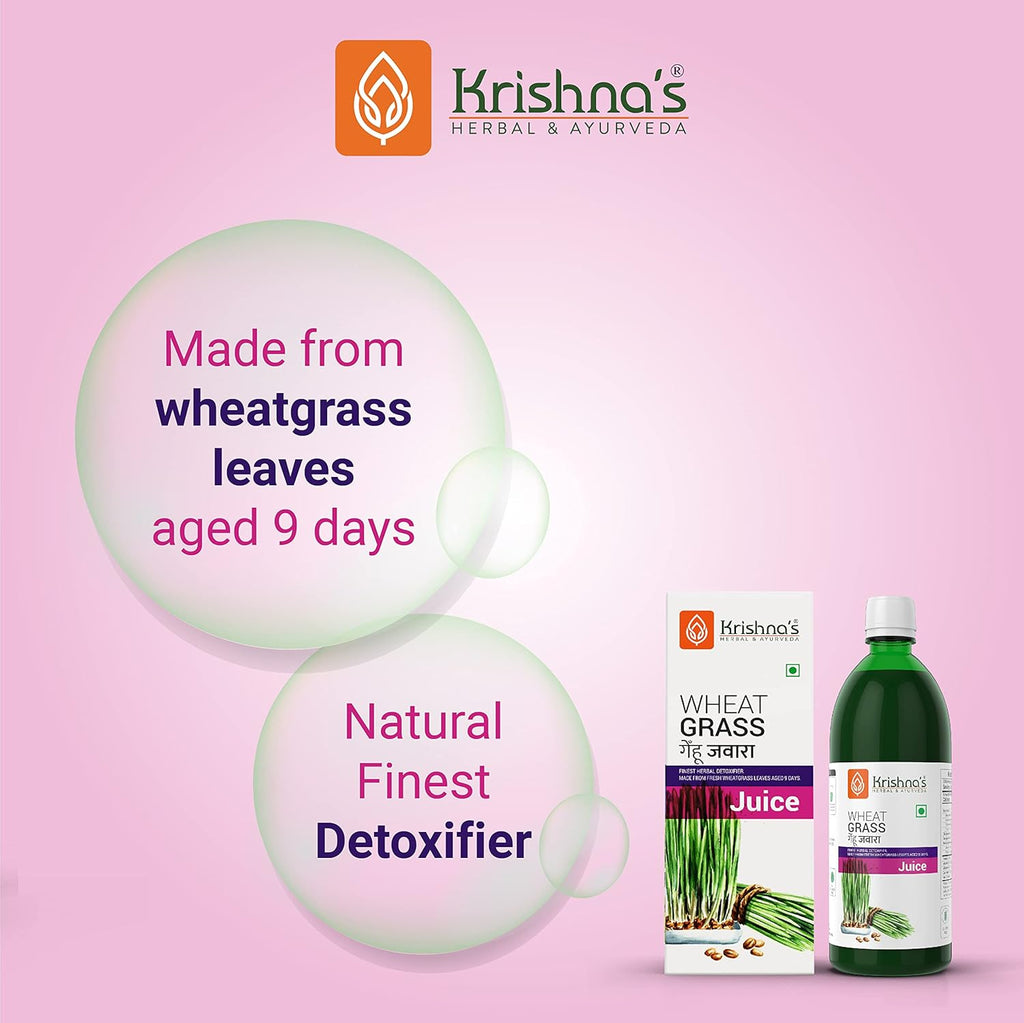 Krishna's Wheatgrass Juice - 1000 ML | Wheat Grass juice 9th day picked wheatgrass leaves | Pure, Natural and Ayurvedic Juice