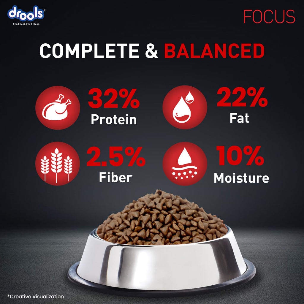 Drools Focus Starter Super Premium Dry Dog Food 1.2kg Pack | Chicken Flavour | Brain Development | Antioxidants like Vitamin E & C | Energy and Essential Nutrients