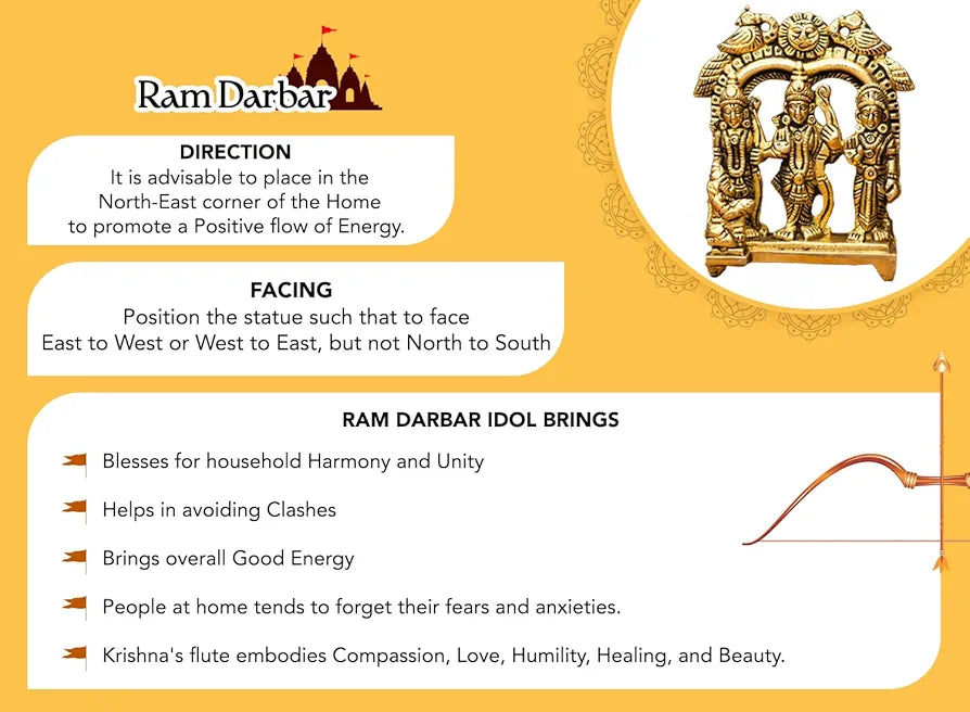 Ekhasa Pure Brass Ram Darbar Murti Ram Darbar Statue Ram Sita Laxman Hanuman Idol