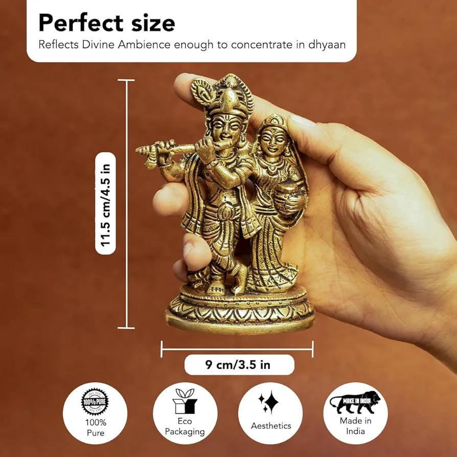 Ekhasa Pure Brass Radha Krishna Murti Radha Krishna Big