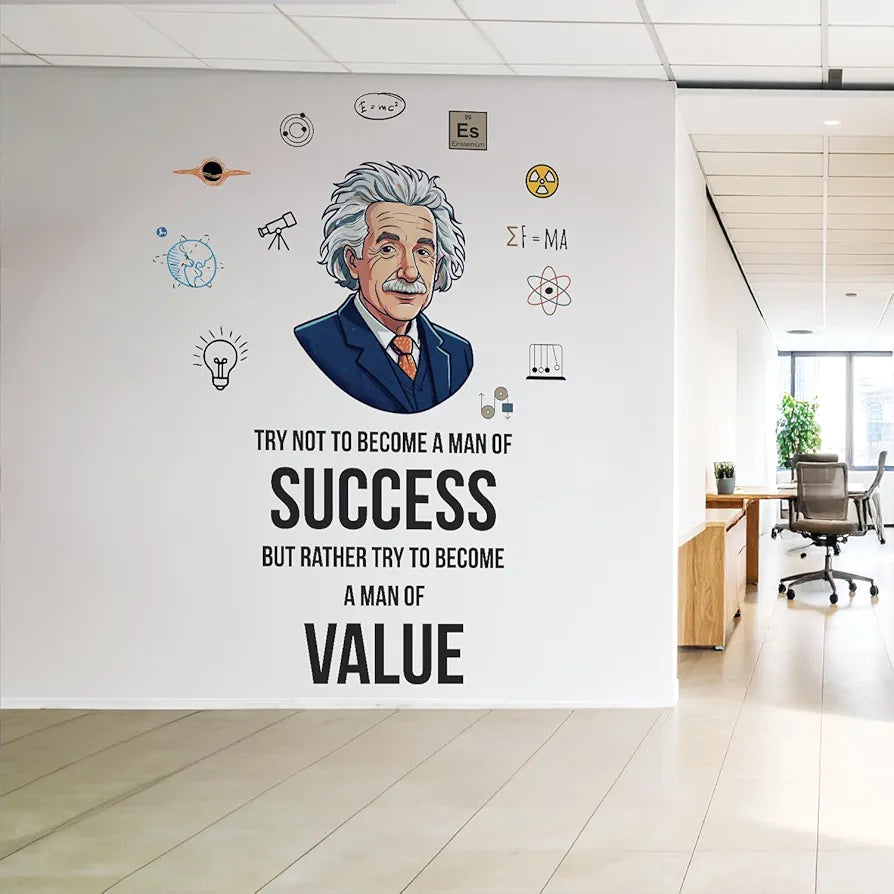 StickMe Albert Einstein Never Stop Learning Because Life Never Stop Teaching Inspirational Quotes Wall Sticker Large - 140 x 100 cm