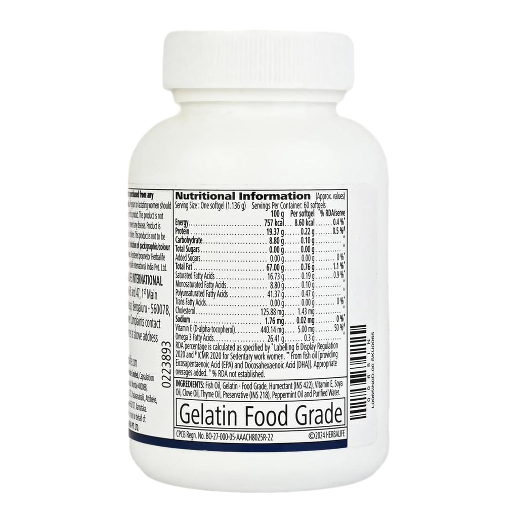 Herbalife Herbalifeline Omega-3 Fatty Acids Capsules â€“ 60 Softgels, 90g | EPA & DHA for Heart, Brain & Joint Health