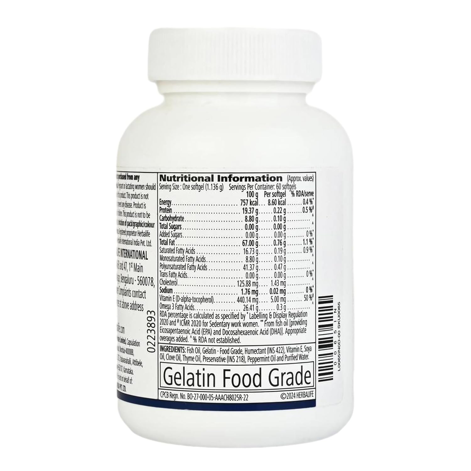 Herbalife Herbalifeline Omega-3 Fatty Acids Capsules â€“ 60 Softgels, 90g | EPA & DHA for Heart, Brain & Joint Health