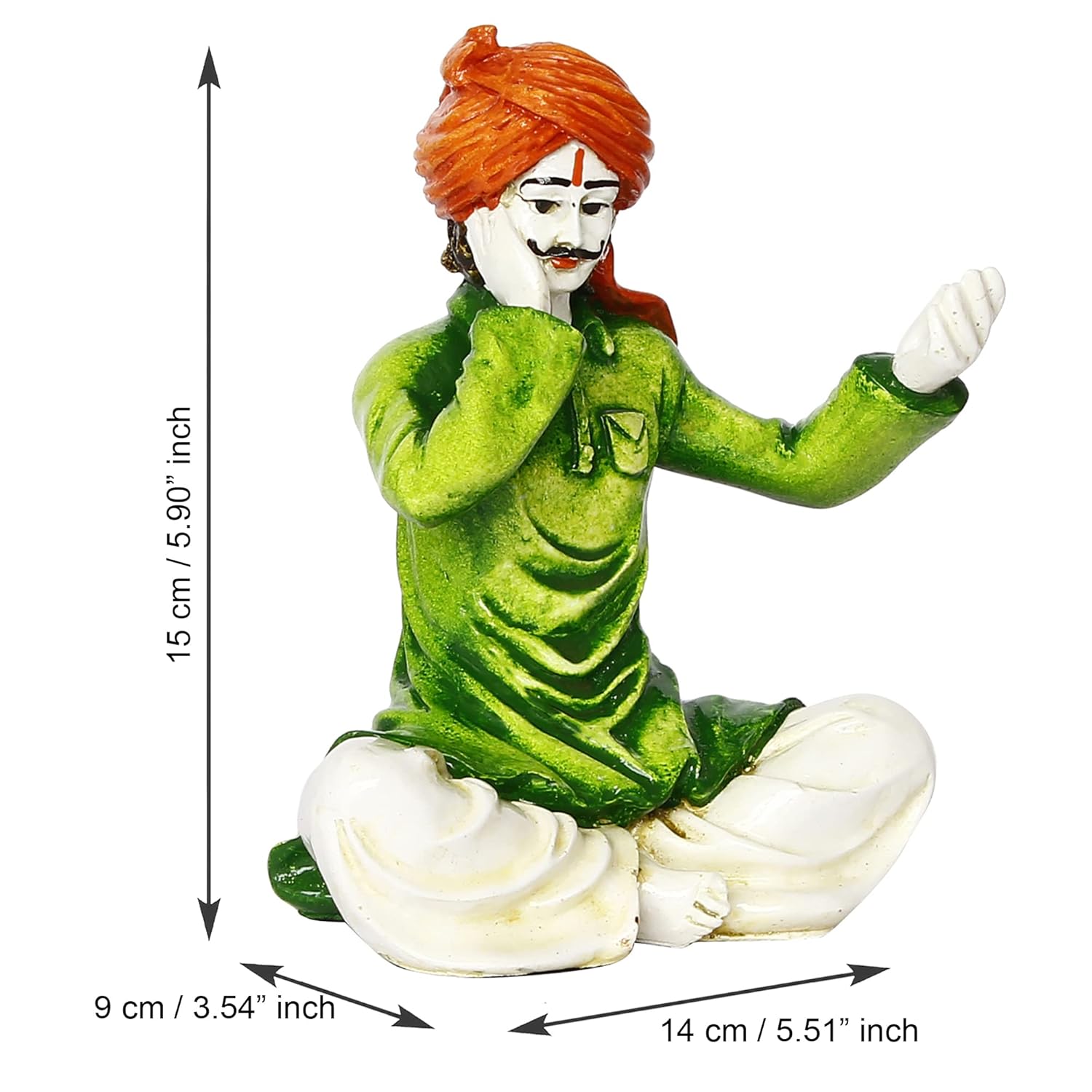 Ecraftindia Colorful Combo of Rajasthani Craftsmen Singing and Lady Playing Musical Instrument Statue
