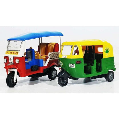 Indian Iconic Tuktuk-CNG Auto Rickshaw Toy (Blue & Green)- Pack Of 2